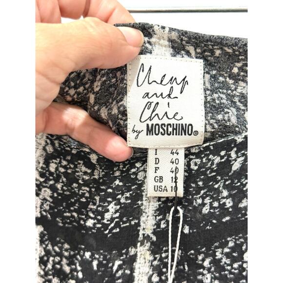 Cheap & Chic By Moschino Checkered Straight Pencil Skirt Black Womens Size US 10 - Picture 3 of 4